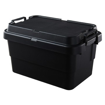ONE HOUSE 二代平蓋耐重收納箱 50L LM-Q200-B  黑色  1個  60.5 x 40 x 37cm