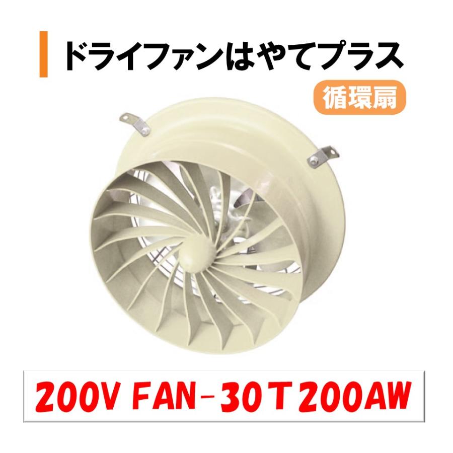 ドライファンはやてプラス 200V FAN-30T200AW 渡辺パイプ 農業用 ビニールハウス用 循環扇 光合成促進 環境改善 風量アップ 軽量化 温度ムラ スクリュー