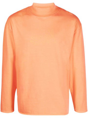 ERL - high-neck cotton sweatshirt - unisex - Cotton - S - Orange