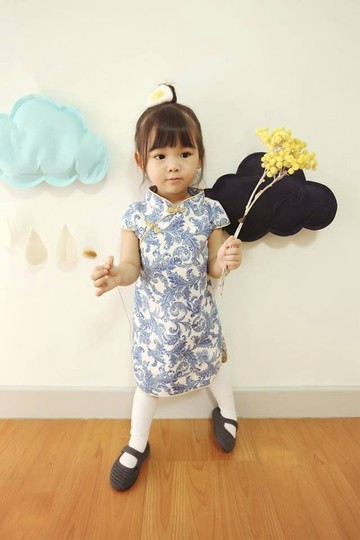 Angel Nina 手作訂製兒童旗袍 青花瓷