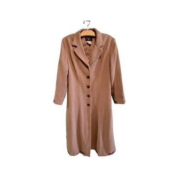【二手精品 9.9成新】CHANEL香奈兒棕色羊毛長版大衣(剪水洗標) 編號S130