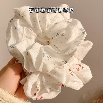 两件9.9折🔥臺灣出貨🔥可開發票✅韓系白色碎花大腸髮圈女大號丸子頭扎頭髮頭繩高級感發飾2026新款