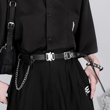 小雨家自制機能風金屬插扣個性朋克暗黑ins搭配腰帶雙頭腰帶未來