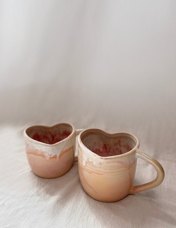 陶瓷手工 | 粉紅心型有柄杯 (2隻)
