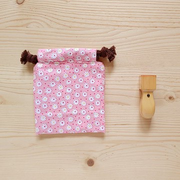 印章束口袋/防塵袋(迷你)_粉底小花朵