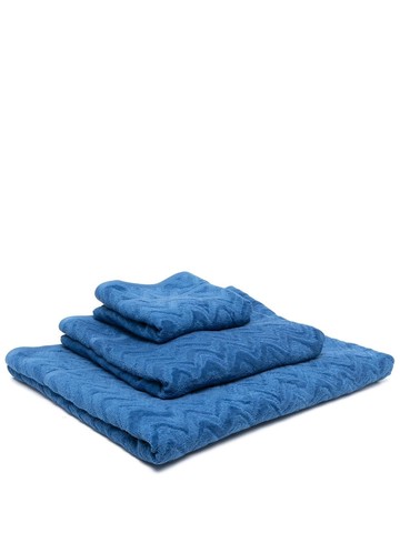 Missoni Home - zigzag towel set - unisex - Cotton - One Size - Blue