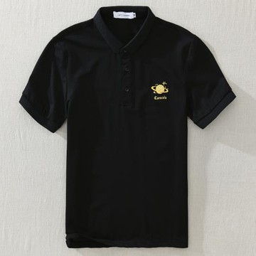 夏季男短袖T恤POLO衫翻領刺繡半袖衫青年親膚外搭薄款體恤打底衫