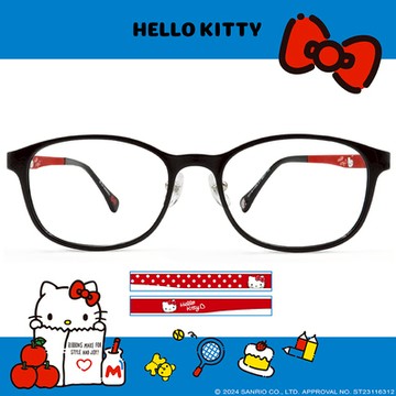 HELLO KITTY▪︎經典｜小圓點點 方框眼鏡｜經典黑/紅