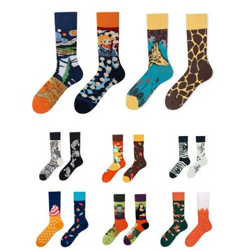 原創男女同款不對稱AB中筒鴛鴦襪子個性百搭ins風街頭時尚運動襪