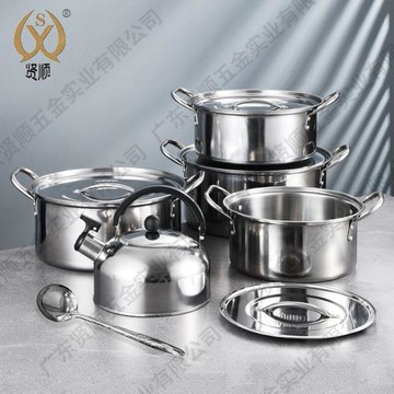 跨境產品不銹鋼套裝組合大容量加高蒸鍋烹飪電磁燃氣通用湯桶鍋