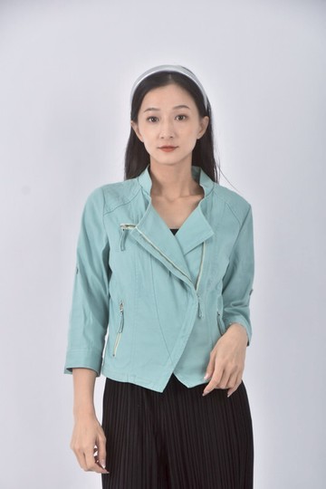 (S) dita質感棉質機車藍色外套