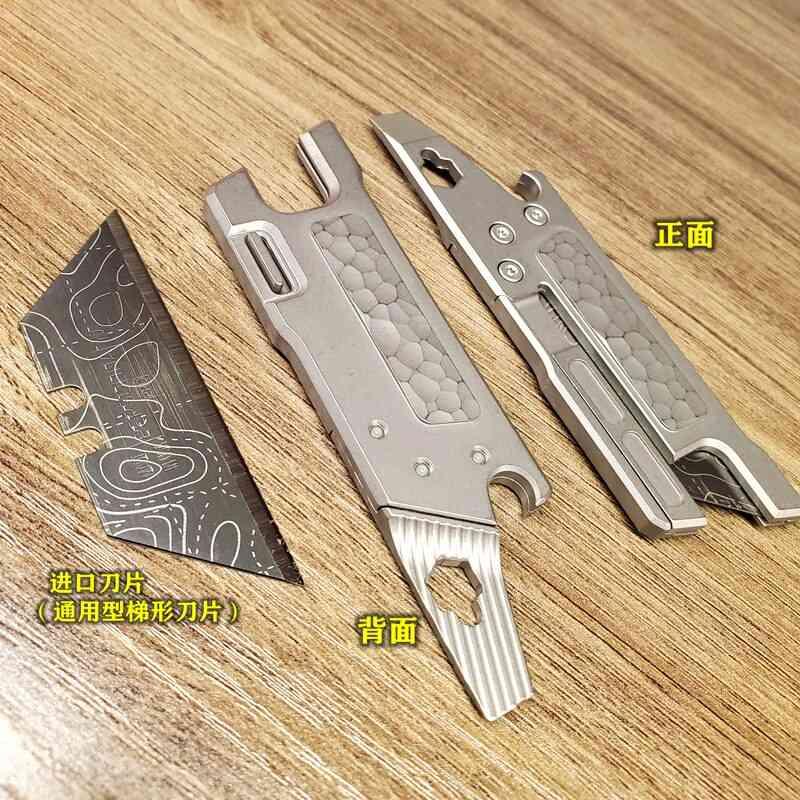 Edc-チタン合金 戦術的 紙 カッター ポケットナイフ キャンプ 包装 屋外ツール 高品質 ミニナイフ