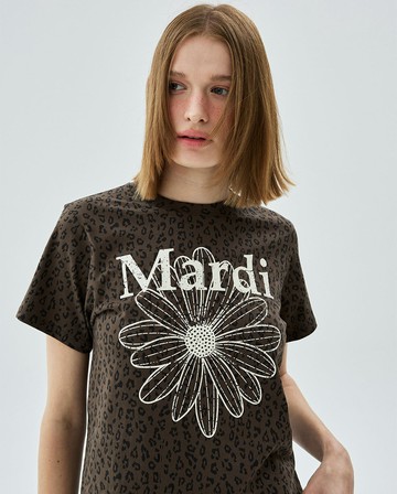 MARDI MERCREDI 印花短TEE 咖色 豹紋花卉 象牙白花 裂紋 修身 SLIM TSHIRT LEOPARD FLOWERMARDI CRACKED