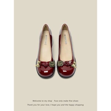 FXSO方巷瑪麗珍女鞋2026春季新款法式皮鞋圓頭淺口中粗跟單鞋女款