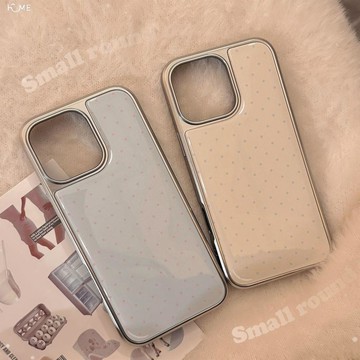 17電鍍簡約波點適用16蘋果15pro max手機殼iPhone14滴膠13高級感