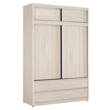 文創集 朵利5.1尺推門四抽加高衣櫃-152x61x237cm免組