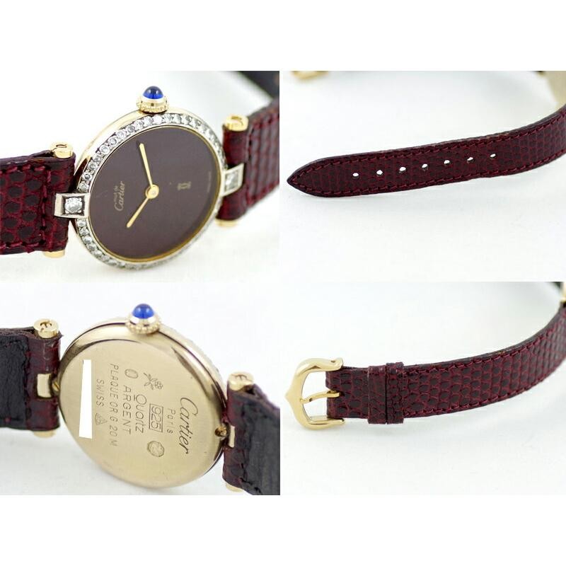 CARTIER】カルティエヴェルメイユ 925レディース ボルドー腕時計