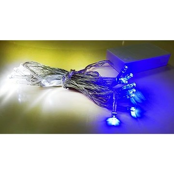 摩達客 聖誕燈 LED燈串 20燈 電池燈（藍白光）  Transparent  1組