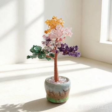 彩色強運招財水晶樹