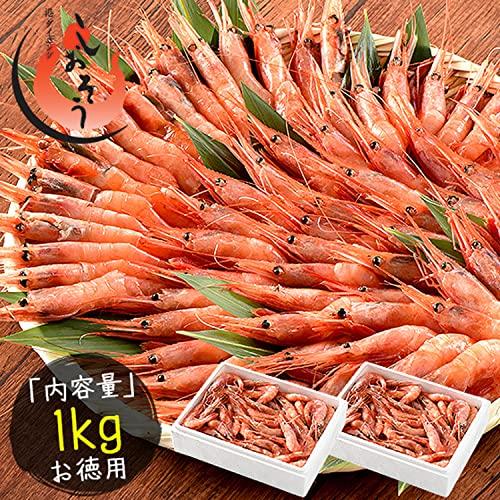 港ダイニングしおそう 越前産 甘エビ 刺身用 子なし 小サイズ 1kg (500g×2箱) 約80〜100尾入り 海鮮 甘えび あまえび 福井 エビ