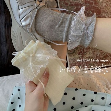 全館現貨- 法式浪漫芭蕾風蕾絲花邊中筒襪 溫柔系緹花蕾絲襪【881859】復古刺繡堆堆襪 瑪莉珍鞋穿搭 芭蕾女伶甜美襪