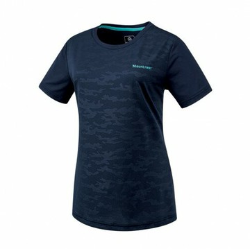 【【蘋果戶外】】山林 51P12-88 深藍 女 迷彩透氣排汗抗UV上衣 圓領短T 短袖 吸濕排汗衣 防曬抗UV 春夏 Mountneer