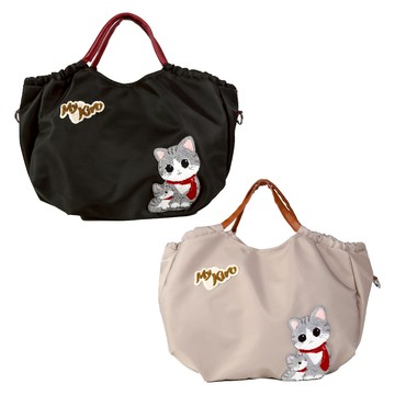 【Kiro貓】大泡芙包 母子貓 毛巾繡 手提/斜背包【330071】