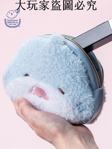 日本sunlemon毛絨玩偶小熊毛絨化妝包收納寶小熊零錢包束口袋小包