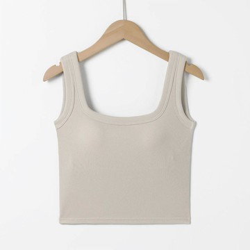 JS - U型美背中短版BRA TOP/附罩杯上衣-杏色