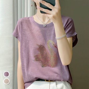 [韓國K.W.]現貨韓國美鑽香肌玉膚高工藝上衣(燙鑽/貼布/小香風)