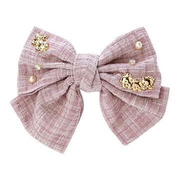 Sanrio 三麗鷗 蝴蝶結髮夾  MX-冬日緞帶 粉色