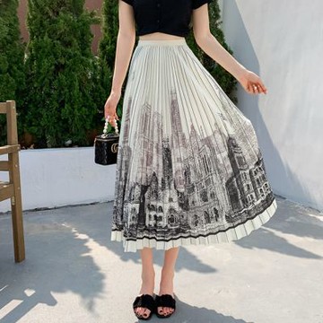 [韓國K.W.]韓國空運線稿教堂顯瘦百褶風裙(三宅/褶皺風/壓皺/顯瘦)