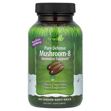 Irwin Naturals, 純防禦蘑菇-8，加強抵抗功能，60粒液體軟凝膠