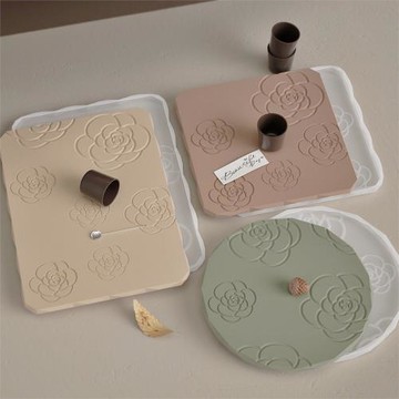 乾坤模具diy石膏模具 山茶花底座 長方形正方形圓形擺件水泥滴膠