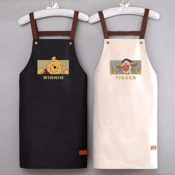 【臺灣🌸出貨】維尼熊圍裙防水家用廚房做飯防油時尚食堂工作服定製專用印字餐飲🍂
