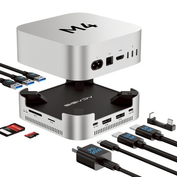 ACASIS 40Gpbs雙盤位外接MACMini M4底座兼容Thunderbolt 4/3,M001Pro擴展雙DP