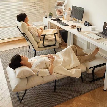 午休折疊床躺椅  折疊躺椅辦公室午休午睡單人床兩用夏季坐椅靠背沙發椅午休折疊床