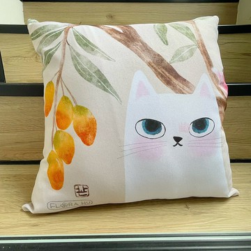 【Flora原創設計】台灣芒喵 | 38*38cm 附收納袋貓咪靠墊(含枕心)