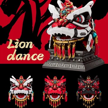 廟風醒獅舞狮將姬魂組裝機甲燈光模型潮玩擺件