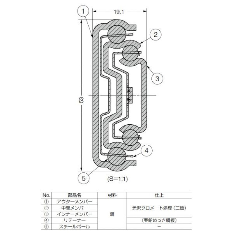 スライドレール 5370 スガツネ LAMP 5370-600 セルフ＆ソフト