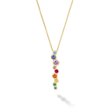 18k Rainbow Long Cascade Pendant