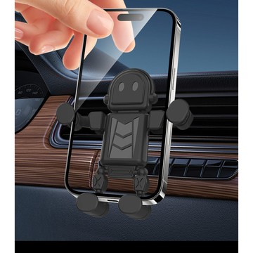 快速出貨車載手機支架機器人車載導航支架重力式汽車出風口防抖手機架
