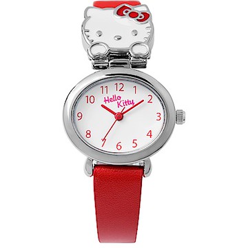 HELLO KITTY 凱蒂貓 俏麗貓頭卡通女錶-白x紅/27mm 新年開運 送禮推薦