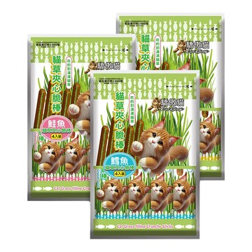CatGlory 【6入組】-＜鱈魚/鮭魚/鮪魚＞貓草夾心脆棒 袋裝 16支  (貓零食)