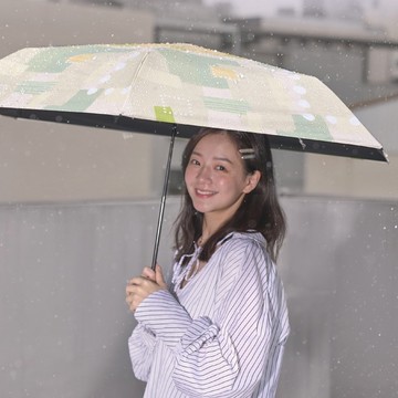 【rento】碳纖輕量黑膠晴雨傘-簡約色塊(綠)