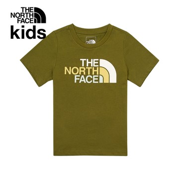 【官網特降】The North Face北面兒童綠色純棉多彩品牌LOGO短袖T恤｜88MEPIB