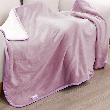 床寢 time 法蘭絨羊羔絨雙面兩用扣式披肩毯/懶人毯/攜帶毯 TB4434S  粉紫色  150 x 100cm