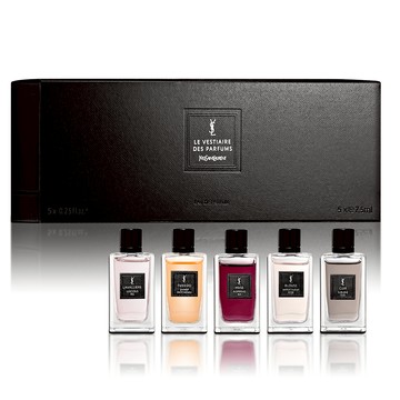 YSL 時尚訂製香水精巧香氛禮盒 7.5MLX5入(黑色皮衣+透膚襯衫+墨染繆思+TUXEDO+絲緞領結)