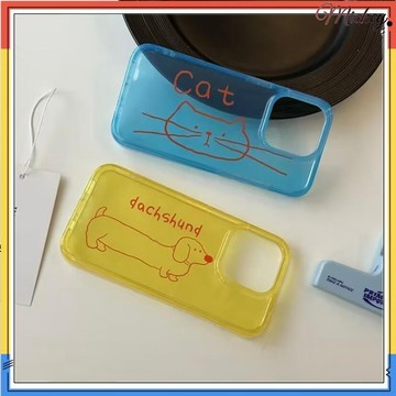 簡約線條貓狗情侶蘋果171615手機殼iPhone141312promax軟殼7P8P防摔