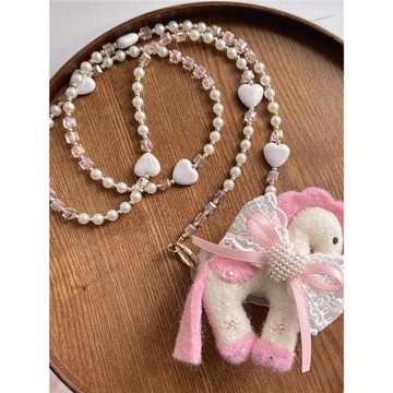 秋冬新款尼泊爾手工毛氈珍珠蝴蝶結小馬手機背夾掛件包掛配飾